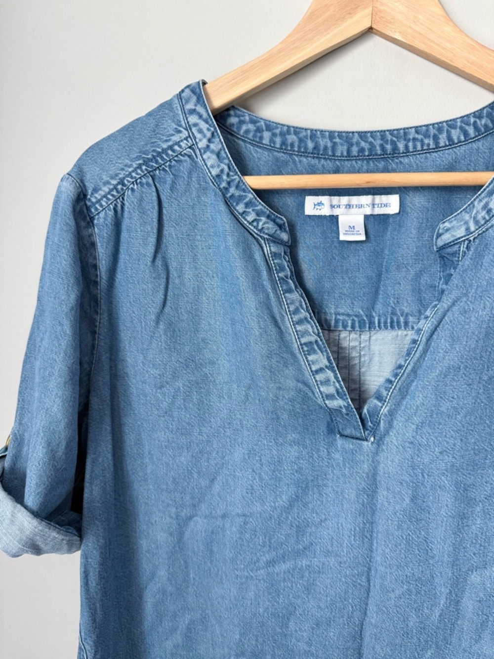 Southern Tide Ultra Soft Denim Shift Dress - Light Chambray - Picture 2 of 3